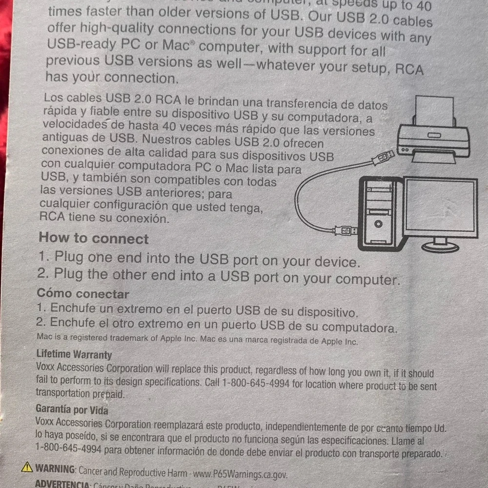 rca 6 ft computer cable usb. Speeds up to 40 times faster than older versions.